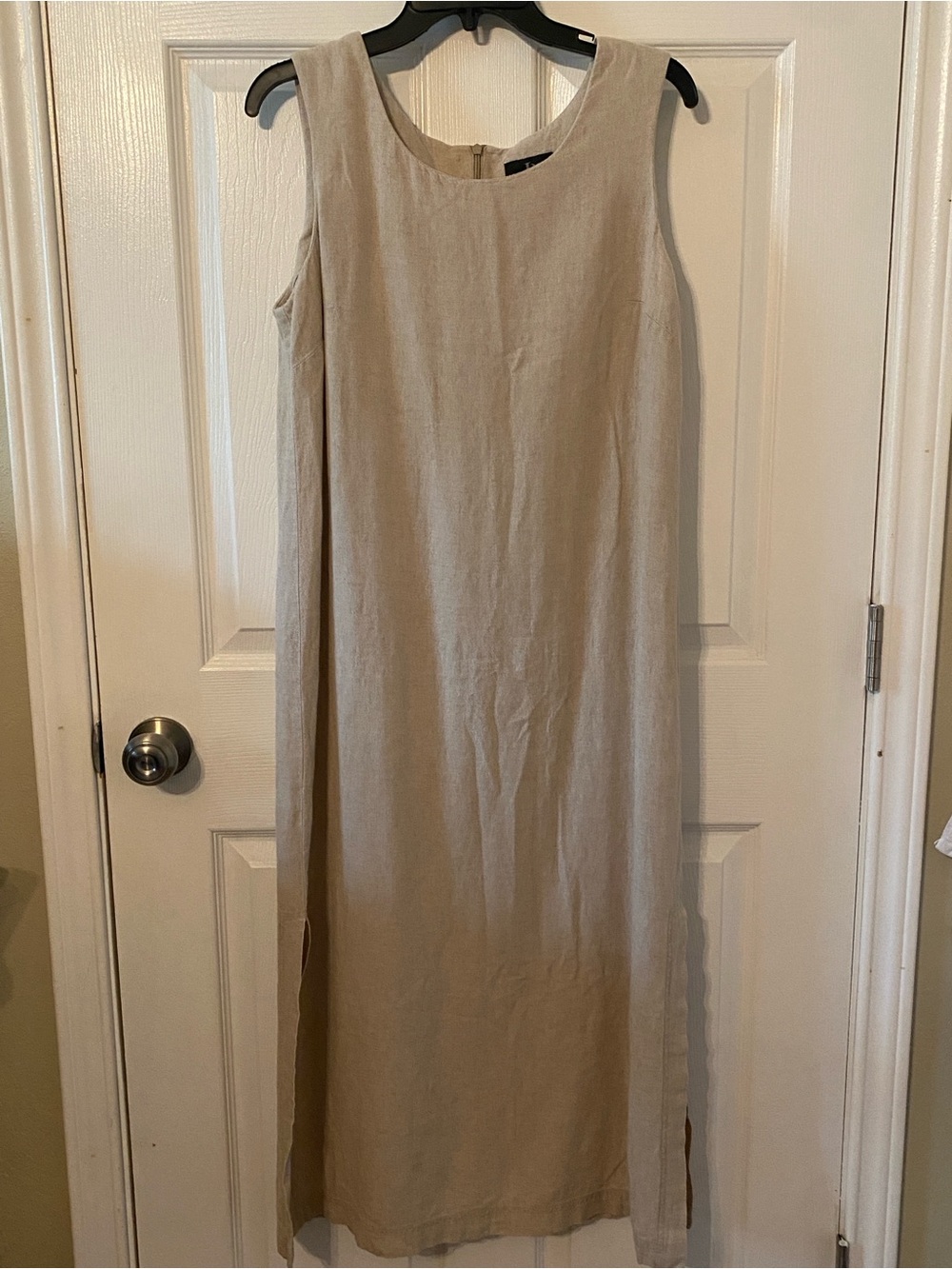 John Roberts Sleeveless Beige Maxi Linen Dress Size 14